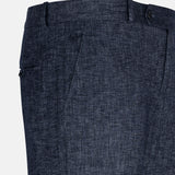 Motryx Navy Blue Linen Plain Formal Pant - John Ellies