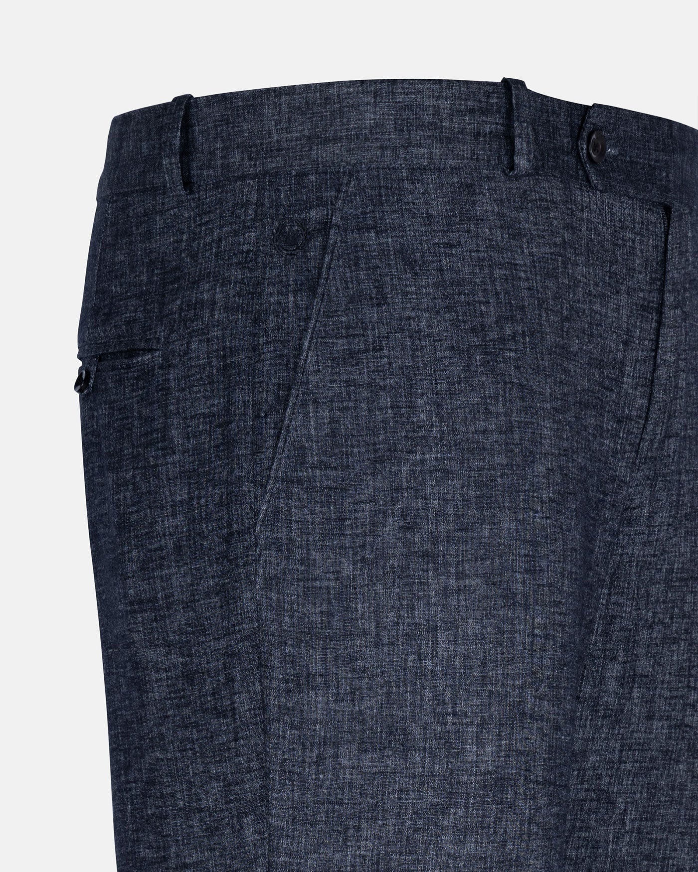 Motryx Navy Blue Linen Plain Formal Pant - John Ellies