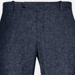 Motryx Navy Blue Linen Plain Formal Pant - John Ellies