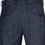 Motryx Navy Blue Linen Plain Formal Pant - John Ellies