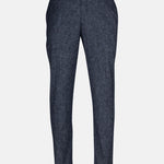 Motryx Navy Blue Linen Plain Formal Pant - John Ellies