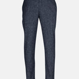 Motryx Navy Blue Linen Plain Formal Pant - John Ellies