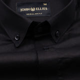 Alenor Black Plain Linen Button Down Shirt - John Ellies