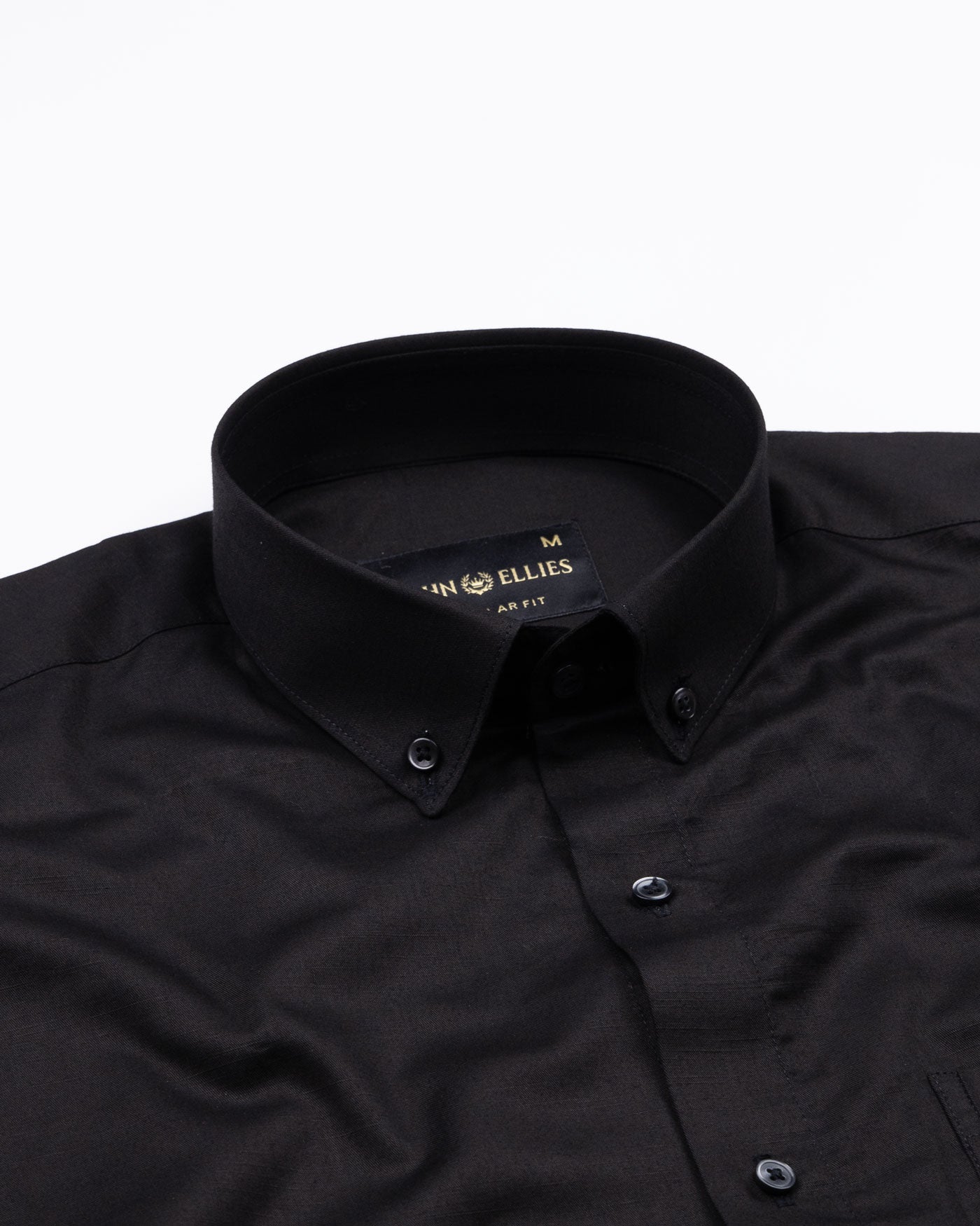 Alenor Black Plain Linen Button Down Shirt - John Ellies