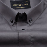 Alenor Grey Plain Linen Button Down Shirt - John Ellies