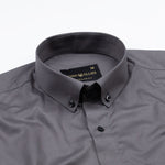 Alenor Grey Plain Linen Button Down Shirt - John Ellies