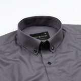 Alenor Grey Plain Linen Button Down Shirt - John Ellies