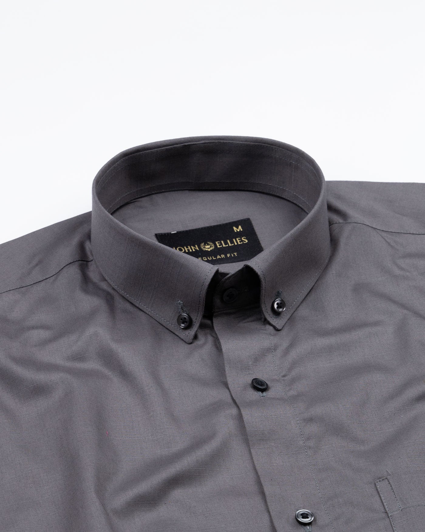 Alenor Grey Plain Linen Button Down Shirt - John Ellies