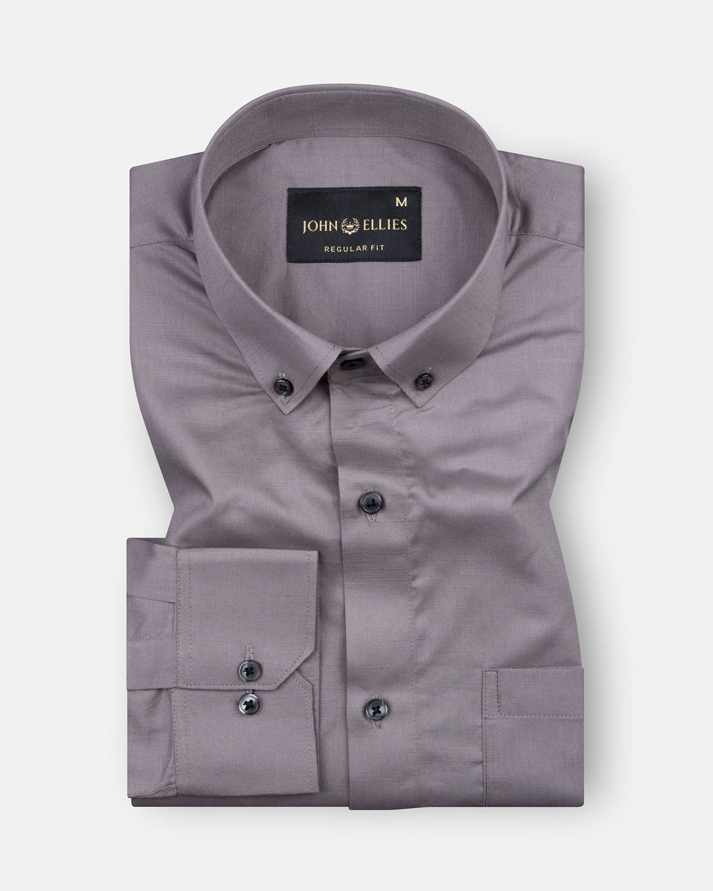 Alenor Dim Grey Plain Linen Button Down Shirt - John Ellies