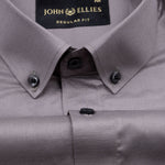 Alenor Dim Grey Plain Linen Button Down Shirt - John Ellies