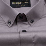 Alenor Dim Grey Plain Linen Button Down Shirt - John Ellies