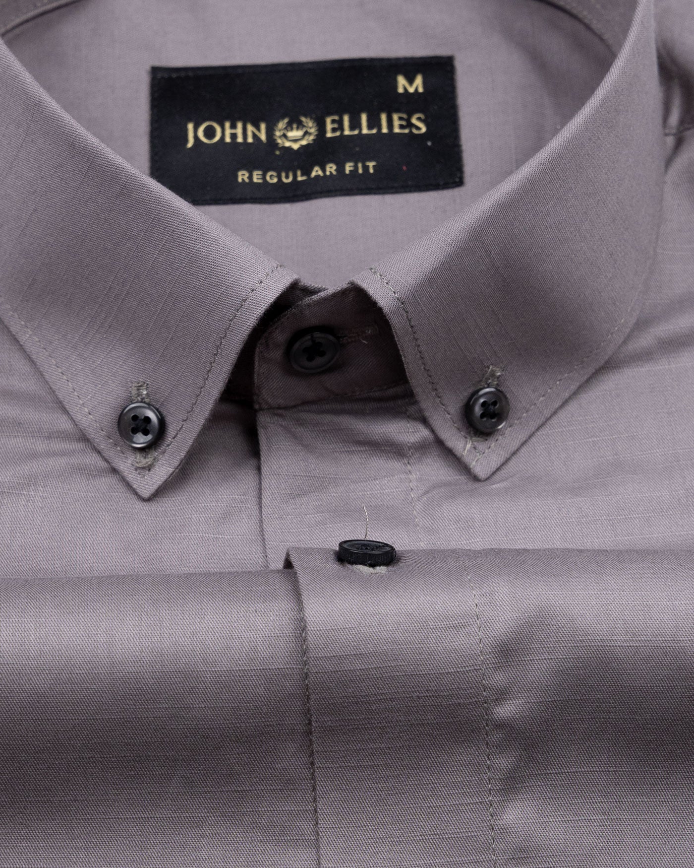 Alenor Dim Grey Plain Linen Button Down Shirt - John Ellies