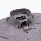 Alenor Dim Grey Plain Linen Button Down Shirt - John Ellies