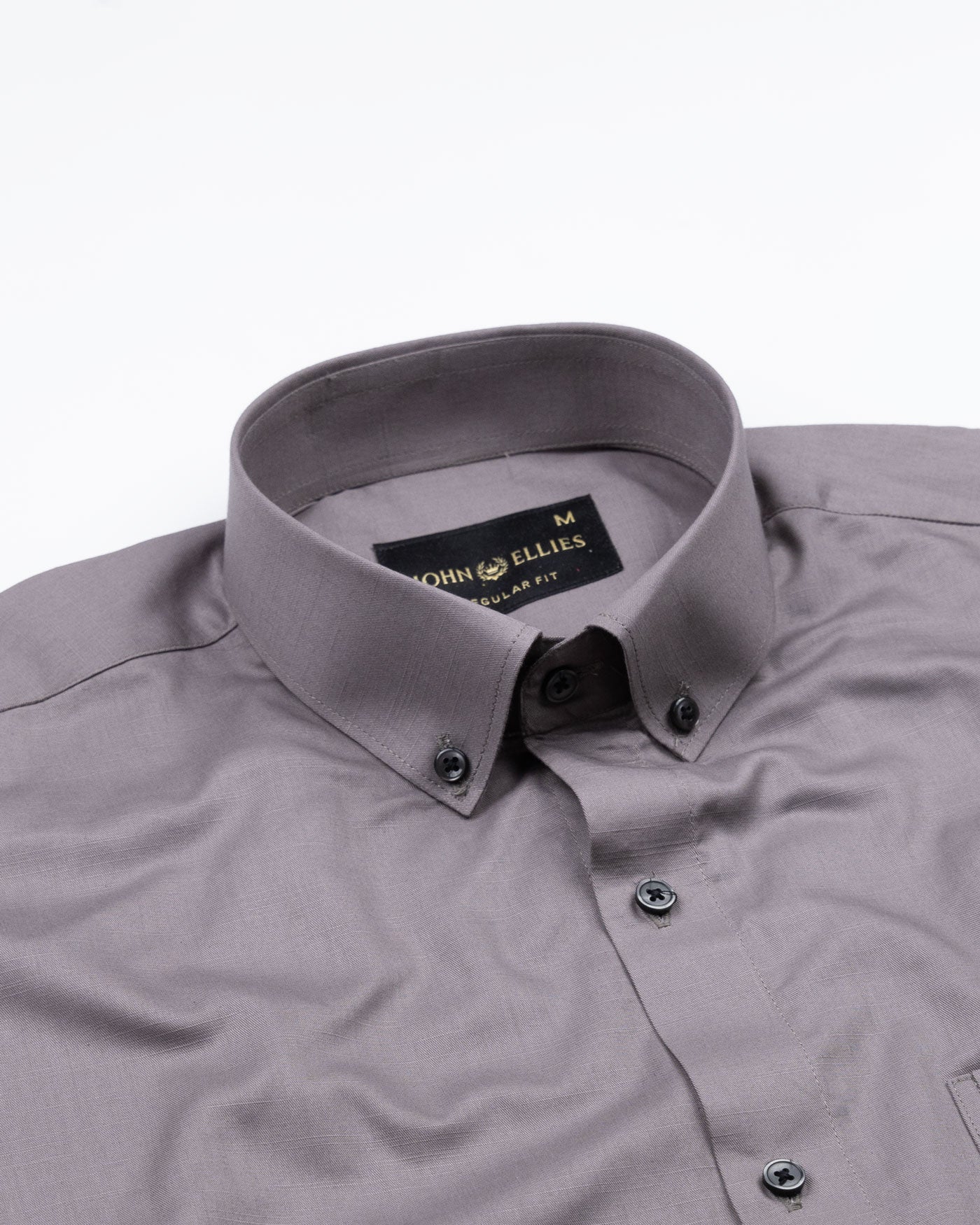 Alenor Dim Grey Plain Linen Button Down Shirt - John Ellies