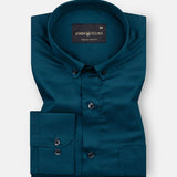 Alenor Teal Plain Linen Button Down Shirt - John Ellies