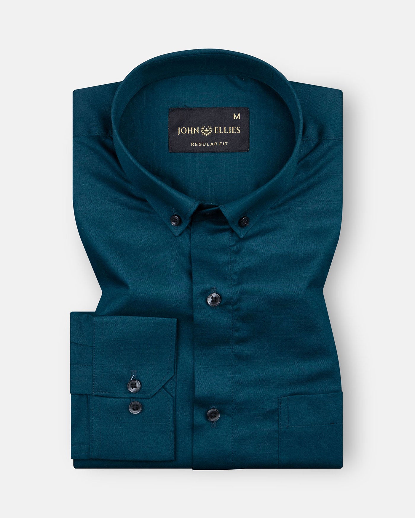 Alenor Teal Plain Linen Button Down Shirt - John Ellies