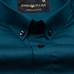 Alenor Teal Plain Linen Button Down Shirt - John Ellies