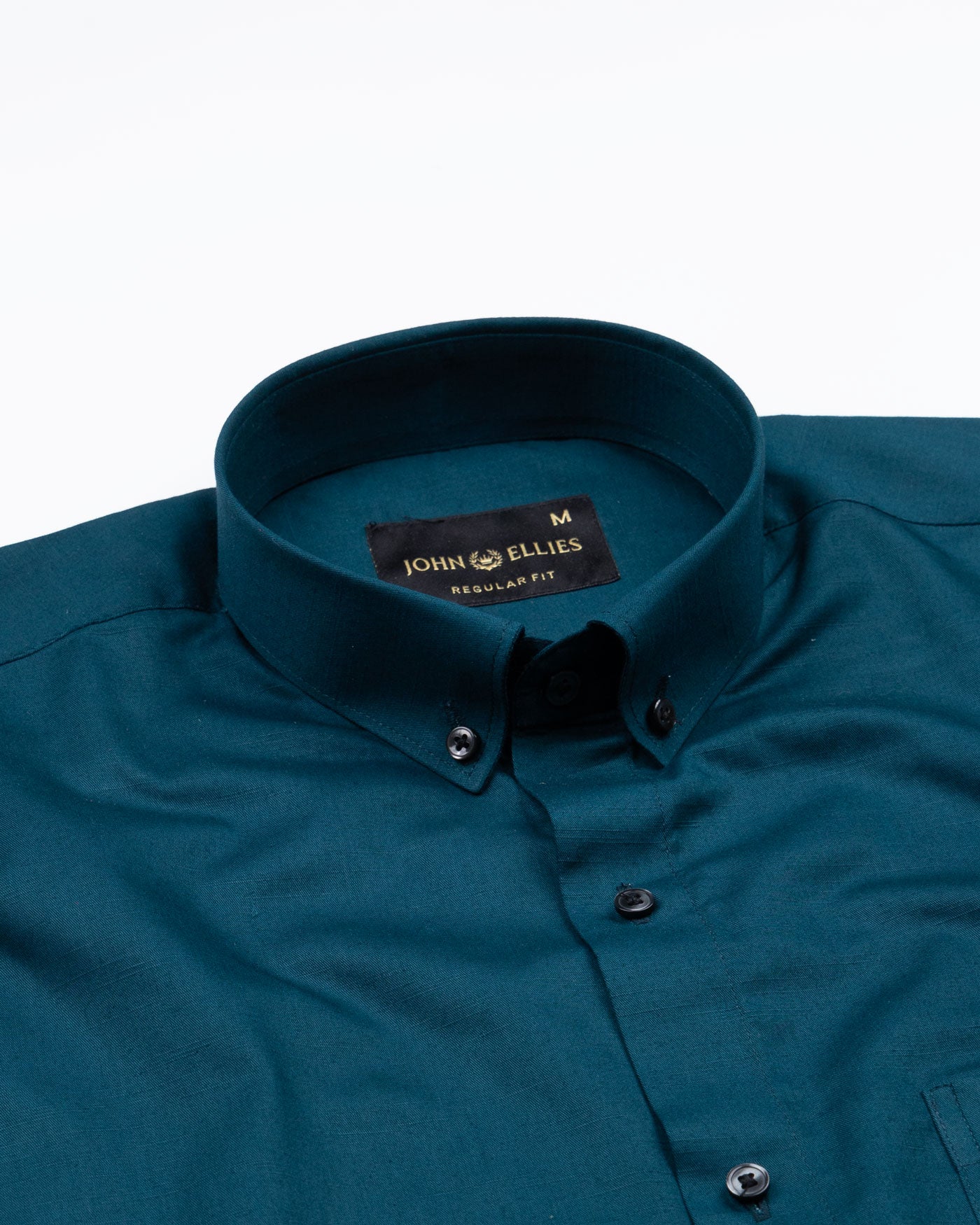 Alenor Teal Plain Linen Button Down Shirt - John Ellies