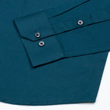 Alenor Teal Plain Linen Button Down Shirt - John Ellies