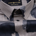 Coastal Grey Cotton Stripe Shirt - John Ellies