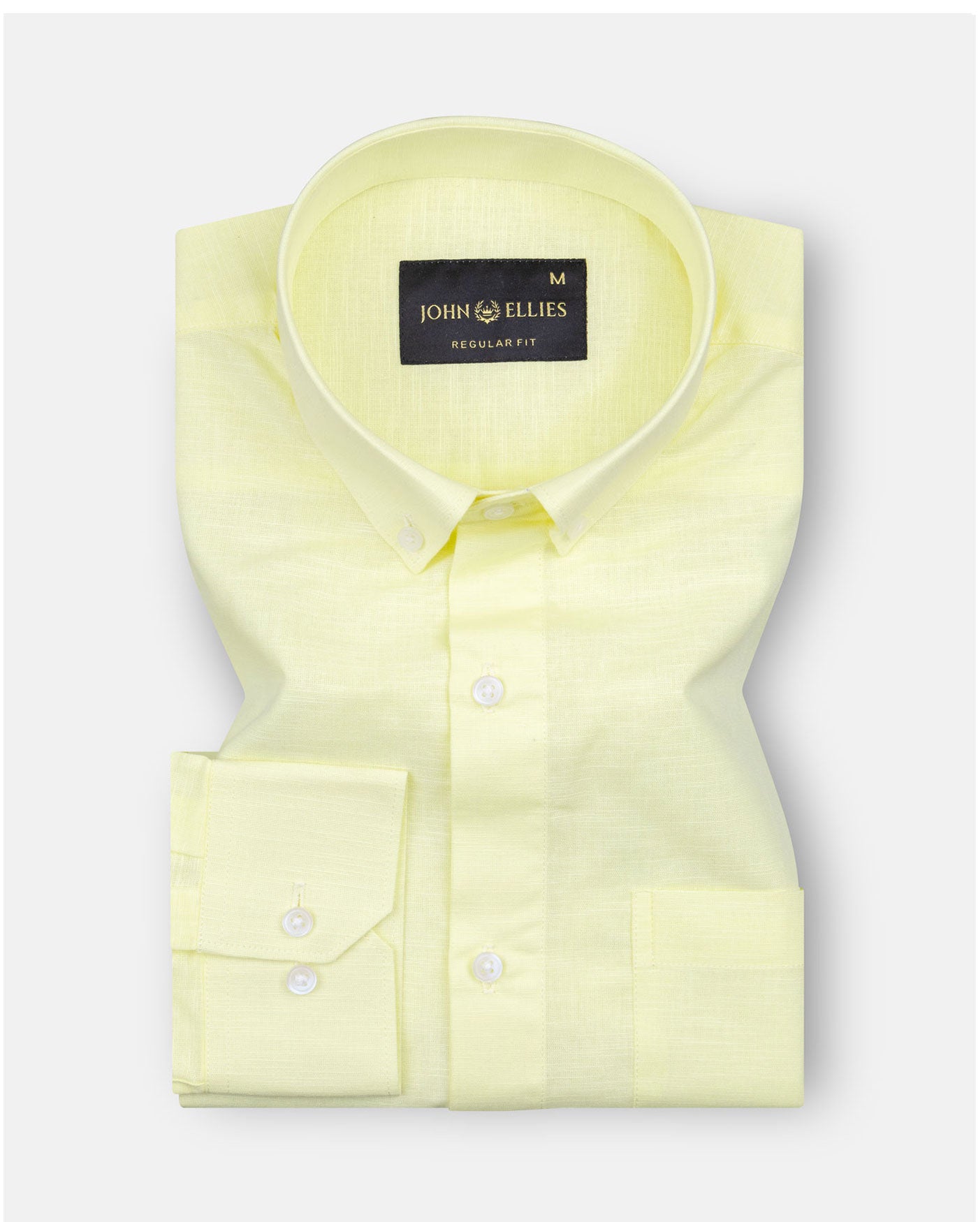 Lynthor Light Yellow Plain Linen Button Down Shirt - John Ellies