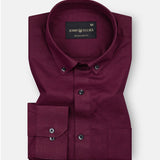 Lynthor Maroon Plain Linen Button Down Shirt - John Ellies