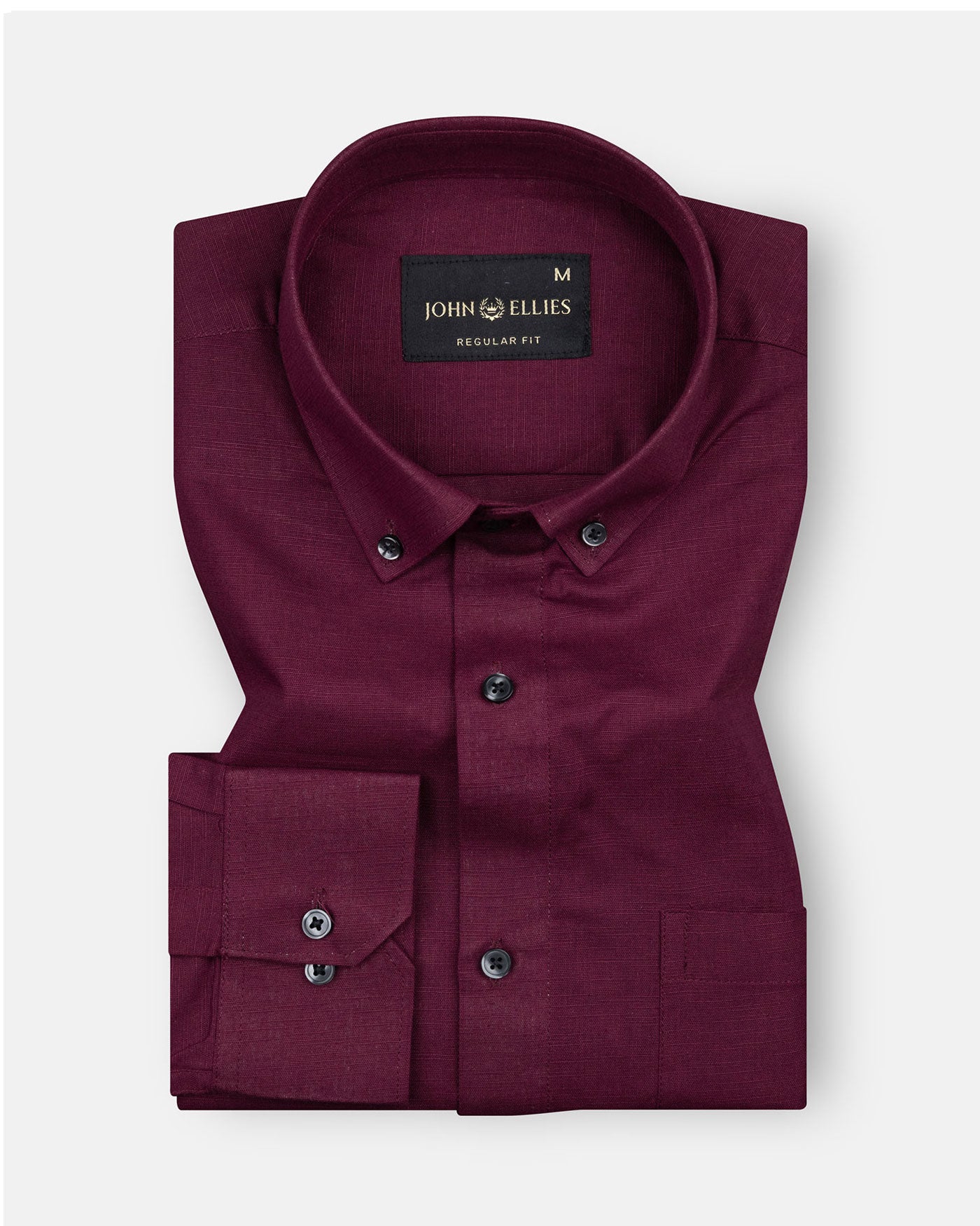 Lynthor Maroon Plain Linen Button Down Shirt - John Ellies