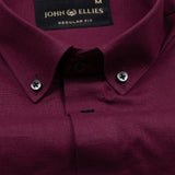 Lynthor Maroon Plain Linen Button Down Shirt - John Ellies