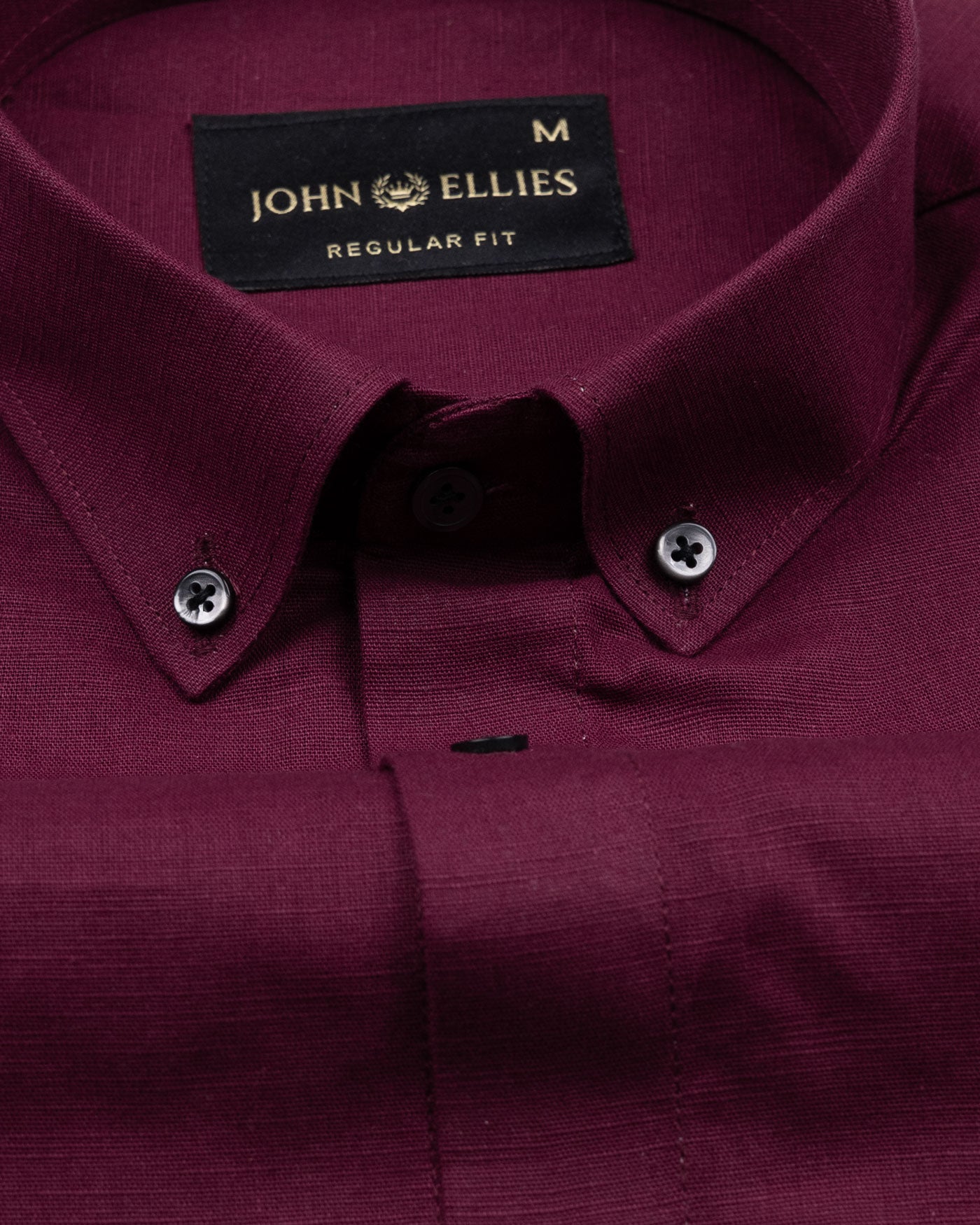 Lynthor Maroon Plain Linen Button Down Shirt - John Ellies