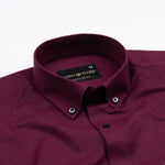 Lynthor Maroon Plain Linen Button Down Shirt - John Ellies