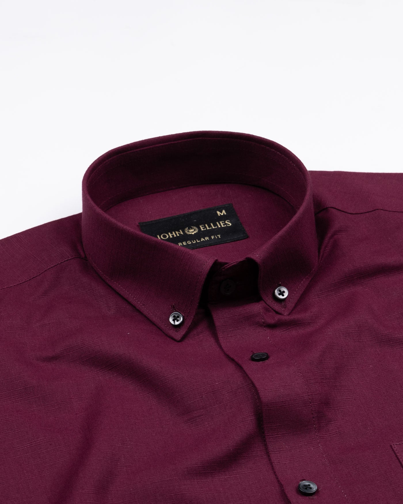 Lynthor Maroon Plain Linen Button Down Shirt - John Ellies