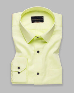 Lemon Yellow Soft Cotton Luxury Formal Shirt For Men's