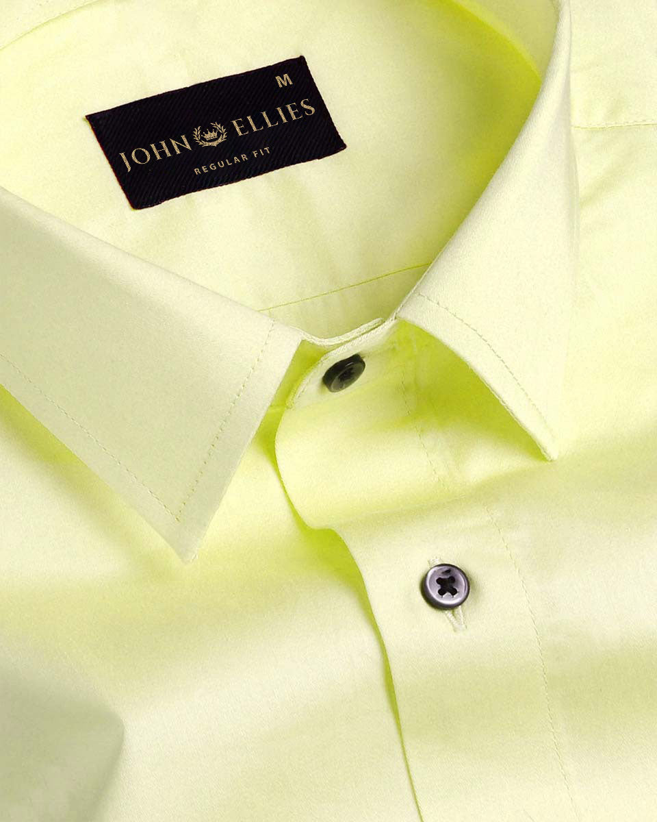 Buy Lemon Yellow Soft Cotton Luxury Formal Shirt For Men's