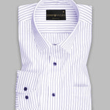 Blue Stripe On White Premium Cotton Men's Formal Shirt