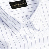 Navy Stripe On White Premium Cotton Men's Formal Shirt