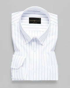 Navy Stripe On White Premium Cotton Men's Formal Shirt