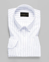 Navy Stripe On White Premium Cotton Men's Formal Shirt
