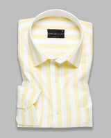 Yellow With White Striped Super Soft Cotton Shirt