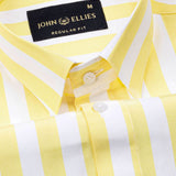 Yellow With White Striped Super Soft Cotton Shirt