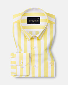 Yellow With White Striped Super Soft Cotton Shirt