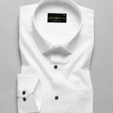 White Super Soft Black Button Premium Cotton Shirt