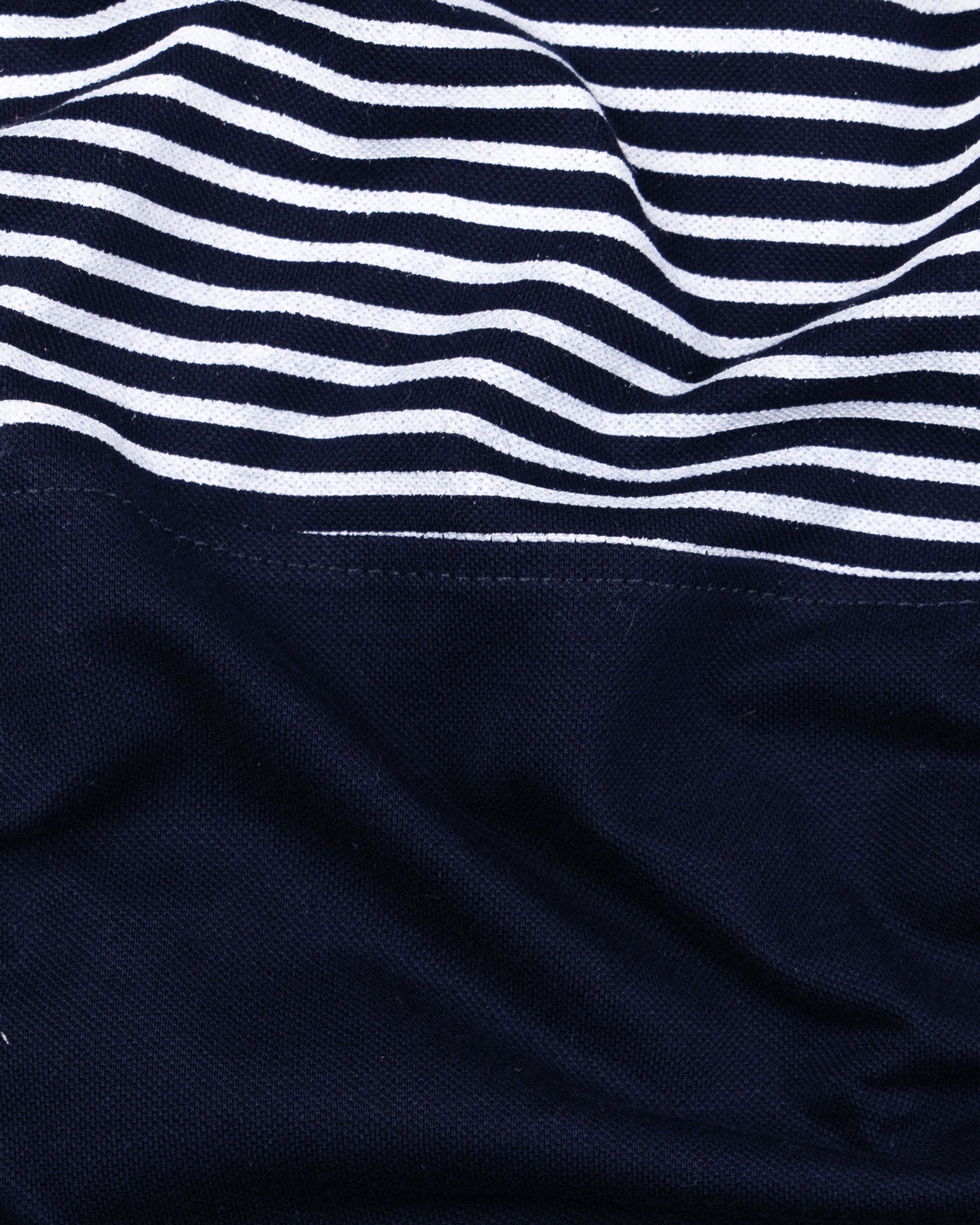 Midnight Navy Blue Stripe Cotton T-Shirt - John Ellies