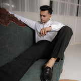 Navy Stripe On White Premium Cotton Men's Formal Shirt