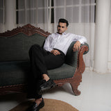 Navy Stripe On White Premium Cotton Men's Formal Shirt