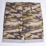Sandrift Green With Quicksand Beige and Dorado Brown Camouflage Cotton Shorts